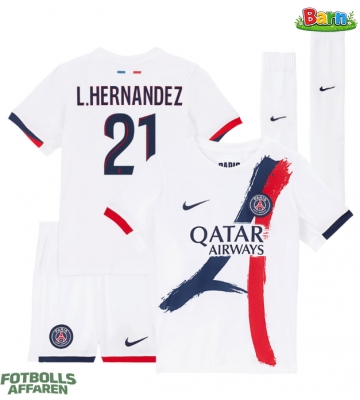 Paris Saint-Germain Lucas Hernandez #21 Bortaställ Barn 2025-26 Kortärmad (+ Korta byxor)